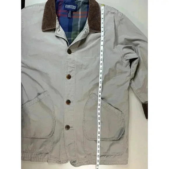 VTG Land's End Mens Chore Coat XLT Barn Jacket Field Corduroy Collar Plaid Lined - Picture 5 of 16